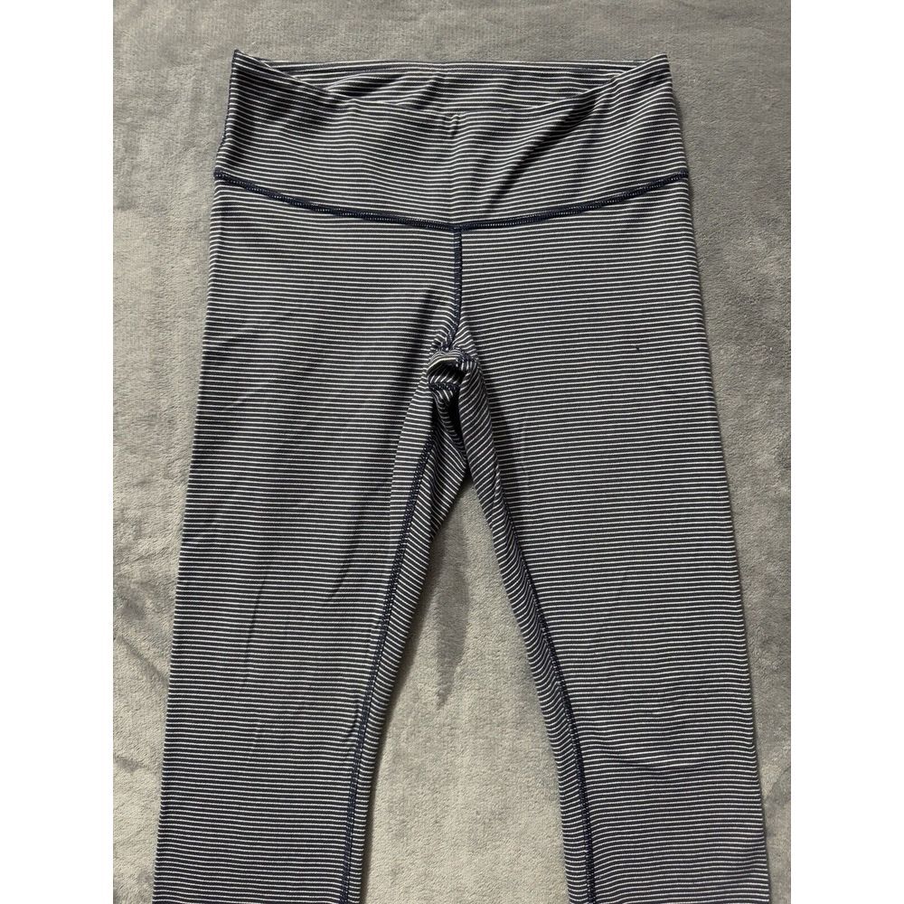 Lululemon Women's Wunder Under Pant Super Stripe Cadet Blue White Size 6 - Picture 2 of 9
